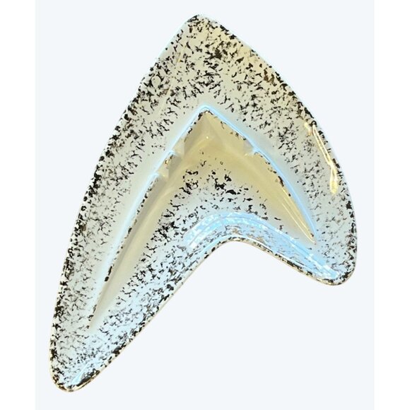 Vintage MCM Mid Century Modern Shawnee 205 Ivory Gold Flaked Boomerang Ash Tray - Picture 2 of 7